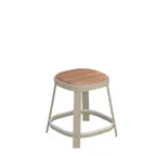 image of emuamericas E658T Thor Stacking Stool, Outdoor/Indoor, Backless, Teak Seat, Tubular Steel Frame, e-Coated Powder Coat Finish