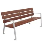 image of emuamericas U362 Ecosens Outdoor Bench, 71L x 29W x 33H, 100% Recycled Poly Slats, Ferrus Treated Steel Frame