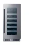 image of Summit CL155WC1 Wine Cellar, 15" Black Stainless Finish, 20‑Bottle, R600a Refrigerant, ETL Certified