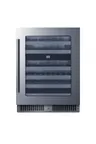 image of Summit CL244WC2 Dual‑Zone Wine Cooler 24" Black Stainless, 48‑Bottle Glass Door, LED, R600a, ETL