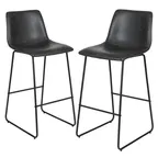 image of Flash Furniture 2-ET-ER18345-30-GY-GG Bar Stools 2, 300 lb, 18"W x 22"D x 42"H, Gray LeatherSoft Seat & Back