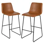 image of Flash Furniture 2-ET-ER18345-30-LB-GG Bar Stool, 300 lb, 18"W x 22"D x 42"H, Brown LeatherSoft Seat & Back Set 2