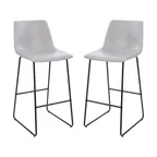 image of Flash Furniture 2-ET-ER18345-30-LG-GG Bar Stools Set 2 – 18"W x 22"D x 42"H, 300 lb, Gray Leather Seat & Back