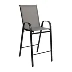 image of Flash Furniture 2-JJ-092H-GR-GG Brazos Series Stacking Patio Barstool, 352 lb. Capacity, Gray Textilene, Black Metal Frame, Set of 2