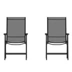 image of Flash Furniture 2-TLH-SC-044-BKBK-GG Paladin Folding Chair, 352 lb, Black, Textilene Fabric Seat & Back, Steel Frame, Set of 2