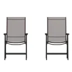 image of Flash Furniture 2-TLH-SC-044-BR-GG Paladin Folding Chair, 352 lb, Textilene Fabric, Brown, Set of 2