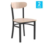image of Flash Furniture 2-XU-DG6V5B-NAT-GG Wright Dining Chair Set of 2, 500 lb. Weight Capacity, Natural Birch Finish, Black Steel Frame