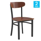 image of Flash Furniture 2-XU-DG6V5B-WAL-GG Wright Dining Chair Set of 2, 500 lb, Wooden Seat & Back, Black Steel Frame