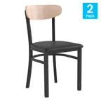 image of Flash Furniture 2-XU-DG6V5BV-NAT-GG Wright Dining Chair Set of 2, 500 lb. Capacity, Black Vinyl Seat, Natural Birch Finish