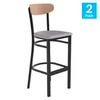 image of Flash Furniture 2-XU-DG6V6GYV-NAT-GG Wright Bar Stool – 500 lbs, Vinyl Seat, Boomerang Back, Birch Finish