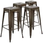 image of Flash Furniture 4-ET-31320-30-GN-R-GG Indoor Bar Stools 4 440 lbs 17"W x 17"D x 30"H Stackable Metal Footrest