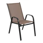 image of Flash Furniture 4-JJ-303C-B-GG Brazos Series Stacking Patio Chair Set of 4, 350 lb Weight Capacity, Brown Textilene Mesh Back, Black Powder Coated Metal Frame