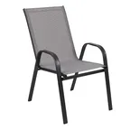 image of Flash Furniture 4-JJ-303C-G-GG Brazos Series Stacking Patio Chair Set of 4, 350 lb, Gray Textilene, Black Powder Coated Frame
