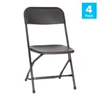 image of Flash Furniture 4-LE-L-3-W-BK-GG Hercules Series Big & Tall Folding Chair, 650 lb, Black, Steel Frame, Plastic Seat & Back, Set of 4