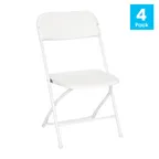 image of Flash Furniture 4-LE-L-3-W-WH-GG Hercules Series Big & Tall Folding Chair, 650 lb, White, Plastic Back & Seat, Steel Frame