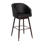 image of Flash Furniture AY-1928-30-BK-GG Margo Bar Stool – 30" Height, Black Leather, Beech Legs, Bronze Accents, MidBack