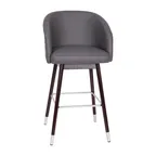image of Flash Furniture AY-1928-30-GY-GG Margo Bar Stool, 30" Seat Height, Gray Leather, Walnut Legs, Bronze Accents