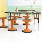 image of Flash Furniture AY-9001S-OR-GG Carter Stool, 250 lb, 14-18" Adjustable, 360° Swivel, Orange Rubber Seat, Pedestal