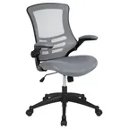 image of Flash Furniture BL-X-5M-DKGY-GG Mid-Back Swivel Task Chair, 250 lb, Dark Gray, Mesh Back, Padded Arms