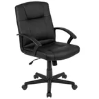 image of Flash Furniture CH-197220X000-BK-GG Coffman Office Chair, 250 lb, LeatherSoft Upholstery, Black, Nylon Arms, Pneumatic Height Adjustment