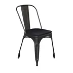 image of Flash Furniture CH-31230-BK-PL1B-GG Perry Stacking Side Chair, 500 lb, Black, Steel Frame, Poly Resin Wood Seat, Stackable