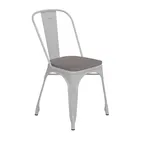 image of Flash Furniture CH-31230-WH-PL1G-GG Perry Stacking Side Chair, 500 lb, White, Gray Poly Resin Seat, Steel Frame