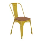 image of Flash Furniture CH-31230-YL-PL1T-GG Perry Stacking Side Chair, 500 lb, Yellow, Teak Poly Resin Wood Seat, Galvanized Steel Frame