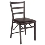 image of Flash Furniture CY-180841-GG Hercules Series Folding Chair, Ladder Back, Upholstered Vinyl, Brown, 2-Pack Minimum