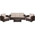 image of Flash Furniture DAD-SF-113R-CBN-GG 4-Piece Patio Set, Faux Rattan, Chocolate Brown, All-Weather Resin Frame