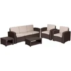image of Flash Furniture DAD-SF-113RS-CBN-GG 5-Piece Patio Set, Faux Rattan, Chocolate Brown, All-Weather Resin Frame