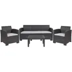 image of Flash Furniture DAD-SF-113T-DKGY-GG 4-Piece Outdoor Patio Set, Dark Gray Faux Rattan, Resin Frame, 67-1/2"W Sofa, Assembly Required