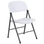 image of Flash Furniture DAD-YCD-50-WH-GG Hercules Series Folding Chair, 330 lb. White Plastic Seat & Back, Charcoal Frame