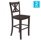 image of Flash Furniture ES-STBN1-29-GY-2-GG Gwendolyn Bar Stool, 225 lb., Criss‑Cross Back, Hardwood, Gray Finish, 2 Pieces