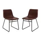 image of Flash Furniture ET-ER18345-18-DB-BK-GG Mid-Back Steamer Dining Chair, 250 lb., LeatherSoft, Dark Brown, Black Frame, Set of 2