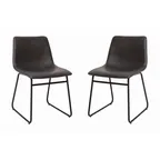 image of Flash Furniture ET-ER18345-18-GY-BK-GG Mid-Back Dining Chair, 250 lb, LeatherSoft, Dark Gray, Black Frame, Set of 2