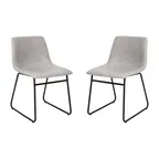 image of Flash Furniture ET-ER18345-18-LG-BK-GG Steamer Dining Chair Set of 2, 250 lb, LeatherSoft Upholstery, Black Frame, Light Gray