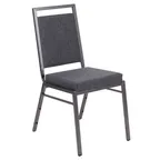 image of Flash Furniture FD-LUX-SIL-DKGY-GG Hercules Series Stacking Chair, 600 lb. Dark Gray Vinyl Upholstered, Silver Vein Metal Frame