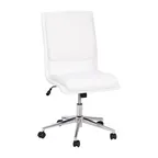 image of Flash Furniture GO-21111-WH-GG Madigan Office Chair, 18-22" Adjustable Seat Height, 300 lb., LeatherSoft Upholstery, Chrome Base