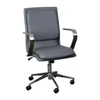 image of Flash Furniture GO-21111B-GY-CHR-GG James Mid-Back Office Chair, 18-21.75" Adjustable Seat Height, 300 lb, LeatherSoft Upholstery, Brushed Chrome Arms