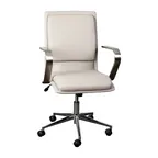 image of Flash Furniture GO-21111B-TAUPE-CHR-GG James Mid-Back Office Chair, 18-21.75" Adjustable Seat Height, 300 lb. Weight Capacity, LeatherSoft Upholstery, Brushed Chrome Arms