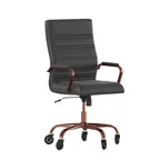image of Flash Furniture GO-2286H-BK-RSGLD-RLB-GG Whiteney Executive Office Chair, 39-1/4 to 43 Height, 250 lb, LeatherSoft Upholstery, Rose Gold Padded Arms