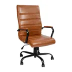 image of Flash Furniture GO-2286H-BR-BK-GG Whiteney Executive Office Chair, 39-1/4 to 43in Height, 250 lb, LeatherSoft Upholstery, Black Padded Arms