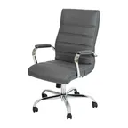 image of Flash Furniture GO-2286H-GR-GG Whiteney Executive Office Chair, 39-1/4 to 43 Height, 250 lb, LeatherSoft Upholstery, Gray