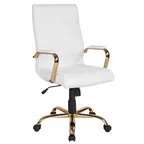 image of Flash Furniture GO-2286H-WH-GLD-GG Whiteney Executive Office Chair, 39-1/4 to 43in Height, 250 lb Capacity, LeatherSoft Upholstery, Gold Base