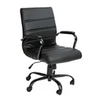 image of Flash Furniture GO-2286M-BK-BK-GG Whitney Executive Swivel Office Chair, 37-40.75in Height, 250 lb, LeatherSoft Upholstery, Black