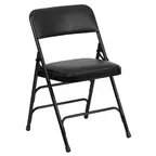 image of Flash Furniture HA-MC309AV-BK-GG Hercules Series 300 lb Folding Chair, Black Vinyl Upholstered Seat, Powder Coat Finish