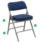 image of Flash Furniture HA-MC320AF-NVY-GG Hercules Series Premium Navy Blue Folding Chair, 300 lb Capacity, Fabric Upholstered, Gray Powder Coat