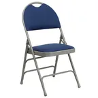 image of Flash Furniture HA-MC705AF-3-NVY-GG Hercules Series Extra Large Folding Chair, 300 lb, Navy Blue Fabric, 18 Gauge Steel Frame, Gray Powder Coat