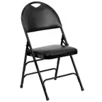 image of Flash Furniture HA-MC705AV-3-BK-GG Hercules Series Extra Large Folding Chair, 300 lb Capacity, Black Vinyl Upholstered Seat and Back, 18 Gauge Steel Frame
