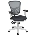 image of Flash Furniture HL-0001-WH-DKGY-GG Nicholas Swivel Task Chair, 37-44.25in Height, 300lb Capacity, Mesh Back, Padded Arms